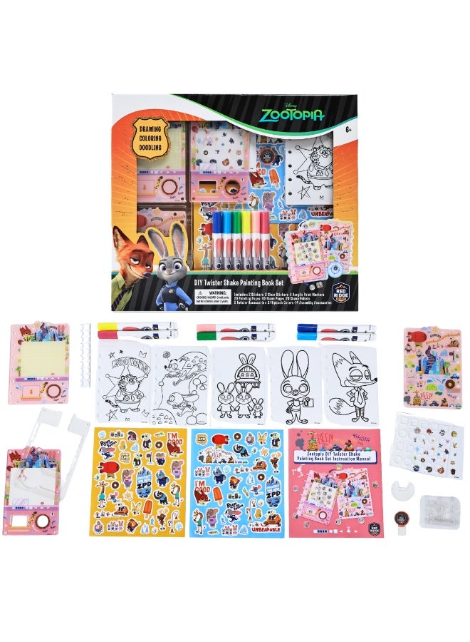 Disney Zootopia DIY Twister Shake Painting Book Set | Drawing, Coloring, Doodling | Art & Craft Kit | Creative Activity For Kids | Age 6+ - Image 1